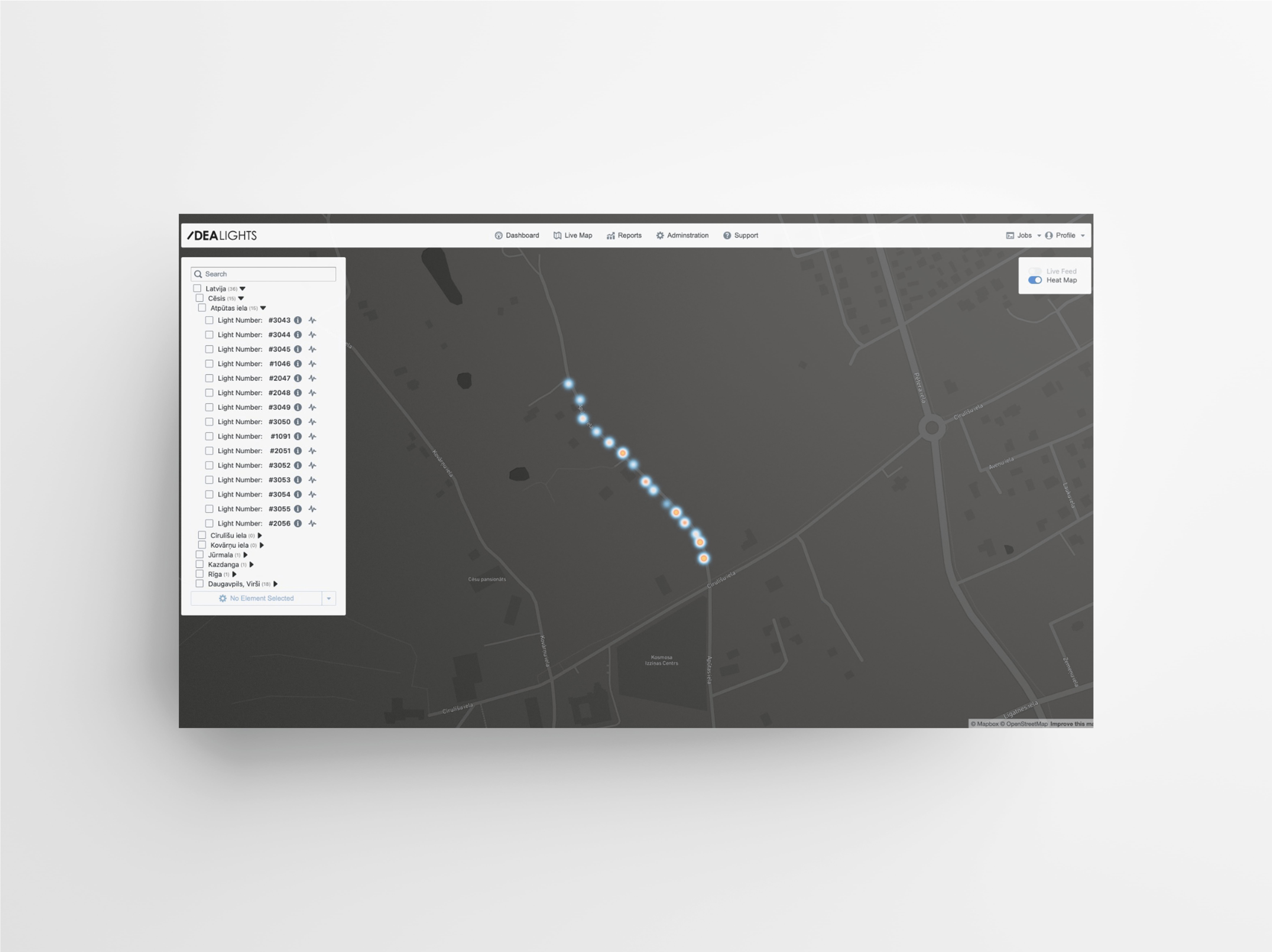 Screenshot of Idea Lights web platform.